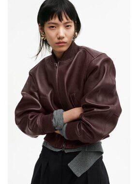 H&M LEATHER BOMBER JACKET